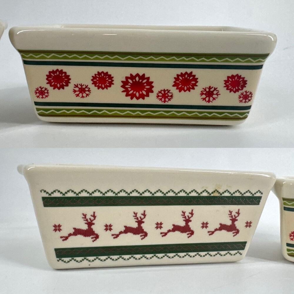 Set of 2 Christmas Holiday Mini Loaf Pans Giftable Bakeware Decor